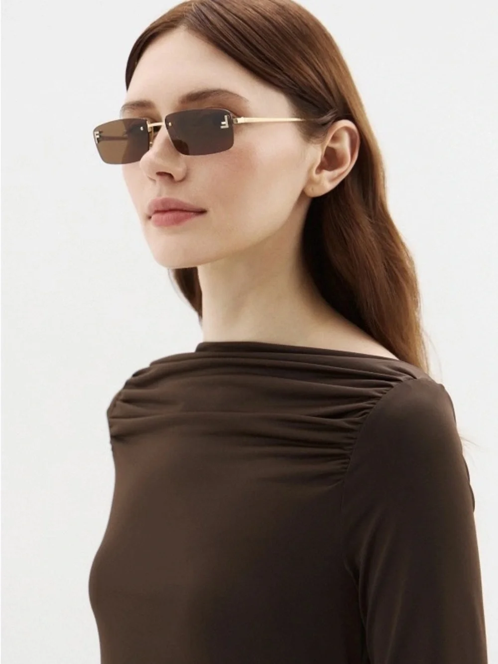 New Fendi FE4172US 32E Gold Brown Sunglasses Authentic